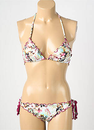Costum de baie din două piese elasticitate top triunghiuri violet GENIUS femeie