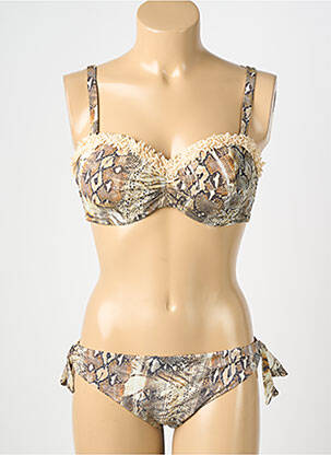 Costum de baie din două piese elasticitate top sutien modelat maro GENIUS femeie