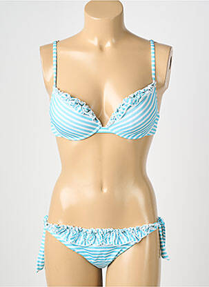 Costum de baie din două piese elasticitate top sutien modelat albastru GENIUS femeie