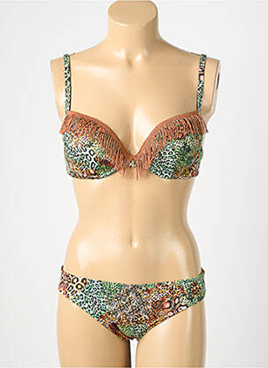 Costum de baie din două piese elasticitate top sutien modelat verde GENIUS femeie