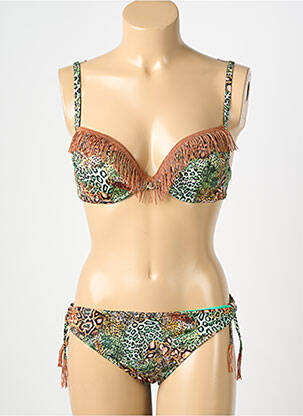 Costum de baie din două piese elasticitate top sutien modelat verde GENIUS femeie