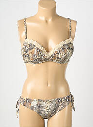Costum de baie din două piese elasticitate top sutien push-up maro GENIUS femeie