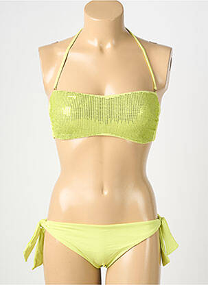 Costum de baie din două piese elasticitate top bentiță verde GENIUS femeie