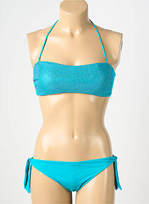 Costum de baie din două piese elasticitate top bentiță albastru GENIUS femeie