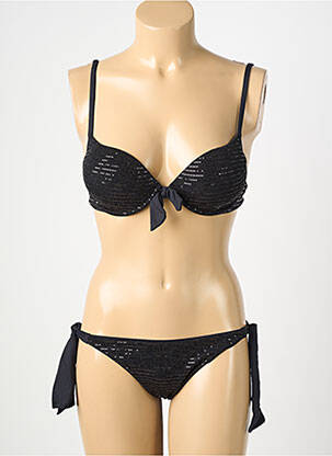 Costum de baie din două piese elasticitate top sutien push-up negru GENIUS femeie