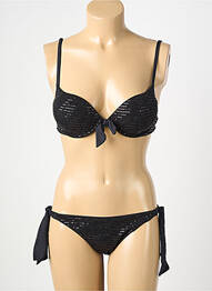 Costum de baie din două piese elasticitate top sutien push-up negru GENIUS femeie