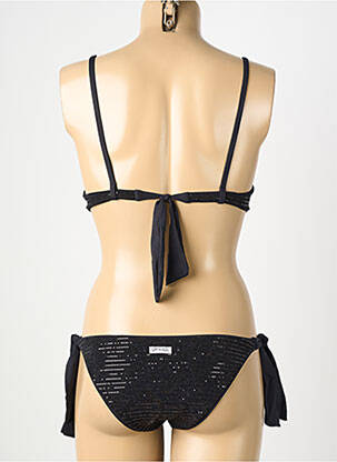 Costum de baie din două piese elasticitate top sutien push-up negru GENIUS femeie