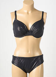 Costum de baie din două piese elasticitate sutien cupe întregi cu decolteu înalt negru GENIUS femeie
