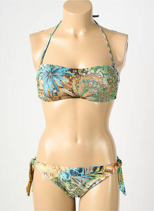 Costum de baie din două piese elasticitate top bentiță verde GENIUS femeie