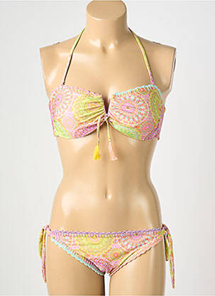 Costum de baie din două piese elasticitate top bentiță verde GENIUS femeie