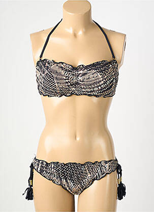 Costum de baie din două piese elasticitate top bentiță negru GENIUS femeie