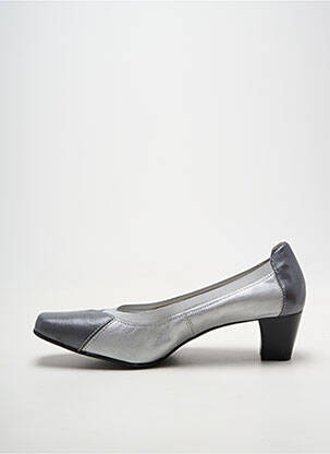 Pantofi cu toc vârf pătrat toc de 4 la 6 cm argintiu PEDI GIRL femeie