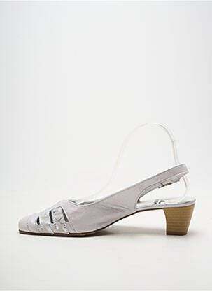 Pantofi cu toc țesătură satinată toc de 4 la 6 cm argintiu PEDI GIRL femeie