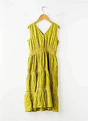 Rochie lungă fără mâneci fără mâneci verde FANNY LOOK fată