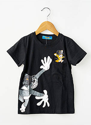 Tricou croială dreaptă mâneci scurte negru TINA FASHION băiat