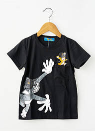 Tricou croială dreaptă mâneci scurte negru TINA FASHION băiat