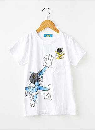 Tricou croială dreaptă mâneci scurte alb TINA FASHION băiat