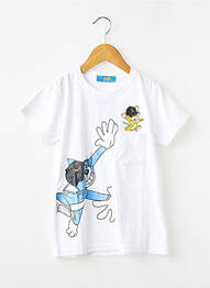 Tricou croială dreaptă mâneci scurte alb TINA FASHION băiat
