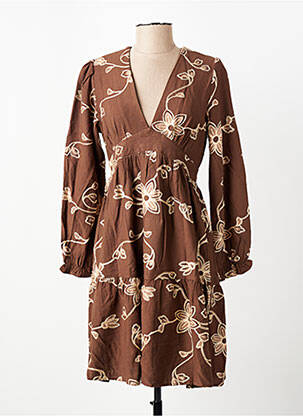 Rochie scurtă mâneci lungi mâneci lungi maro BY ONE femeie