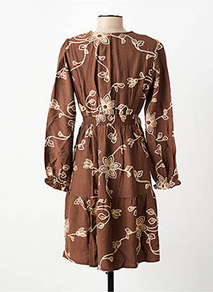 Rochie scurtă mâneci lungi mâneci lungi maro BY ONE femeie