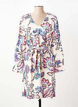 Rochie midi imprimeu floral mâneci lungi bej AKOZ DE TOI femeie