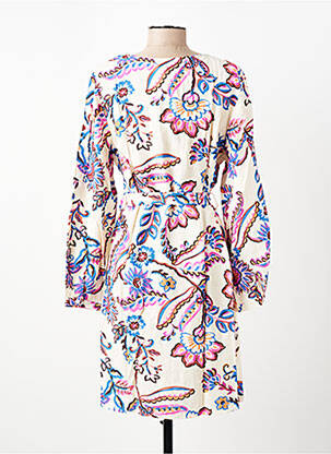 Rochie midi imprimeu floral mâneci lungi bej AKOZ DE TOI femeie