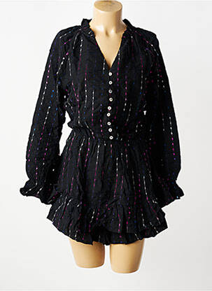 Salopetă scurtă țesătură poplin mâneci lungi negru MUSY MUSE femeie