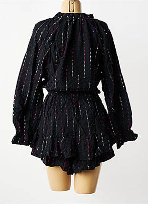 Salopetă scurtă țesătură poplin mâneci lungi negru MUSY MUSE femeie