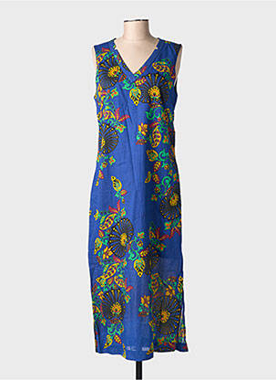 Rochie lungă imprimeu floral fără mâneci albastru LA FIANCÉE femeie
