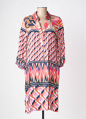 Rochie midi croială fluidă mâneci 3/4 roz BETTY BARCLAY femeie