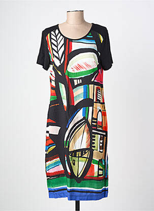Rochie midi imprimeu fantezie mâneci scurte negru GRIFFON femeie
