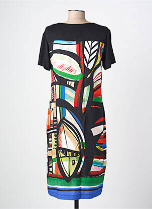 Rochie midi imprimeu fantezie mâneci scurte negru GRIFFON femeie