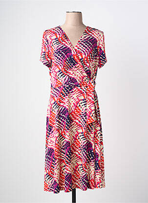 Rochie midi imprimeu fantezie mâneci scurte violet ROBE LEGERE BY VERA MONT femeie