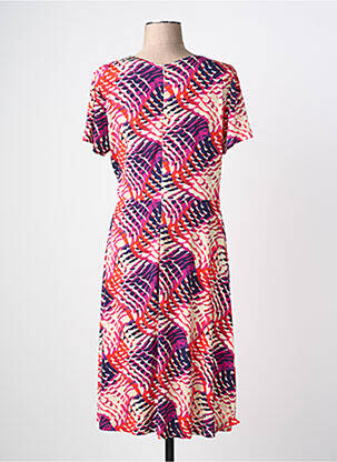 Rochie midi imprimeu fantezie mâneci scurte violet ROBE LEGERE BY VERA MONT femeie