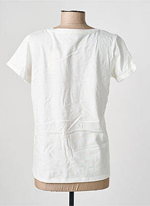 Tricou serigrafie flockată mâneci scurte alb C'EST BEAU LA VIE femeie