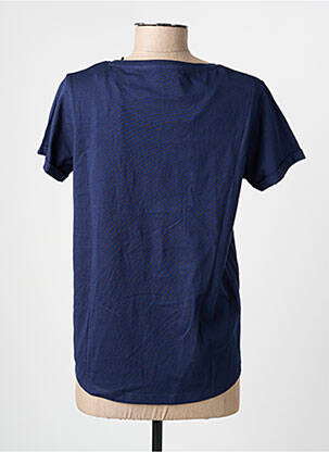 Tricou serigrafie flockată mâneci scurte albastru C'EST BEAU LA VIE femeie