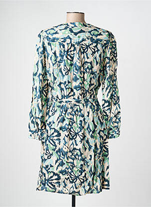 Rochie midi imprimeu fantezie mâneci lungi albastru C'EST BEAU LA VIE femeie