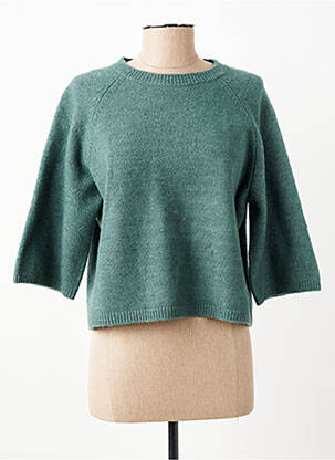Pulover croială dreaptă mâneci 3/4 verde C'EST BEAU LA VIE femeie