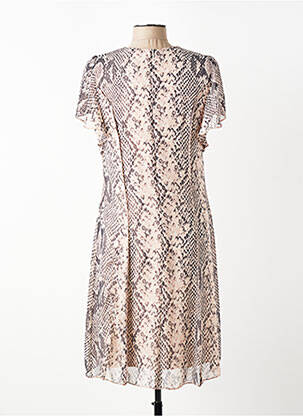 Rochie midi țesătură crep mâneci scurte roz FRANCE RIVOIRE femeie