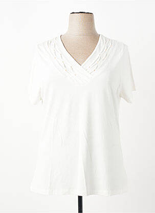 Tricou guler în v mâneci scurte bej FRANCE RIVOIRE femeie