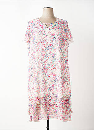 Rochie midi imprimeu floral mâneci scurte roz ANNE KELLY femeie