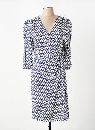 Rochie midi mâneci 3/4 mâneci 3/4 albastru JULIE GUERLANDE femeie