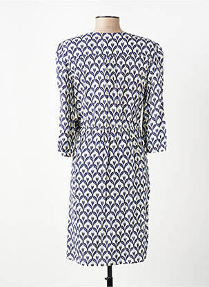 Rochie midi mâneci 3/4 mâneci 3/4 albastru JULIE GUERLANDE femeie