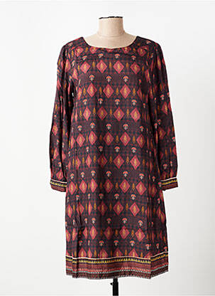 Rochie midi imprimeu fantezie mâneci lungi maro AGATHE & LOUISE femeie