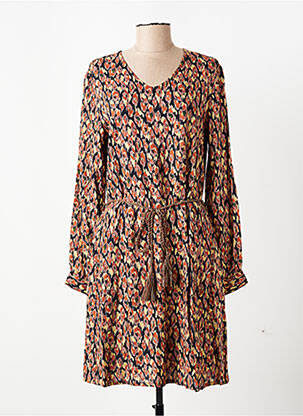 Rochie midi imprimeu fantezie mâneci lungi maro AGATHE & LOUISE femeie