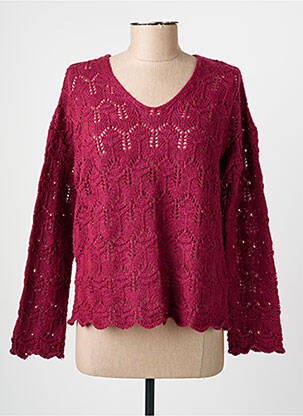 Pulover plasă decupată mâneci lungi violet L'ATELIER D'ANNA femeie