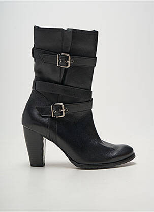 Botine/ghete țesătură satinată toc de 7 la 9 cm negru KARSTON femeie