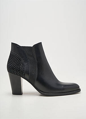 Botine/ghete țesătură satinată toc de 7 la 9 cm negru MYMA femeie