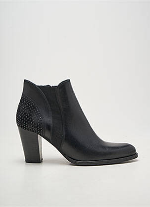 Botine/ghete țesătură satinată toc de 7 la 9 cm negru MYMA femeie
