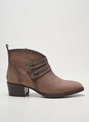 Botine/ghete țesătură satinată toc de 4 la 6 cm maro HISPANITAS femeie
